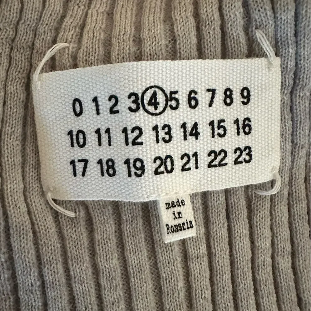 Maison Margiela MM4 Fused Wool Knit Open back Tunic size XS Light Gray Navy Midi